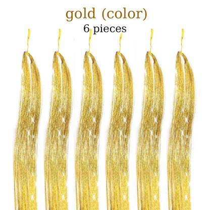 48 Inch Fairy Hair Tinsel Kit - 1200 Sparkling Hair Extensions in 12 Colors