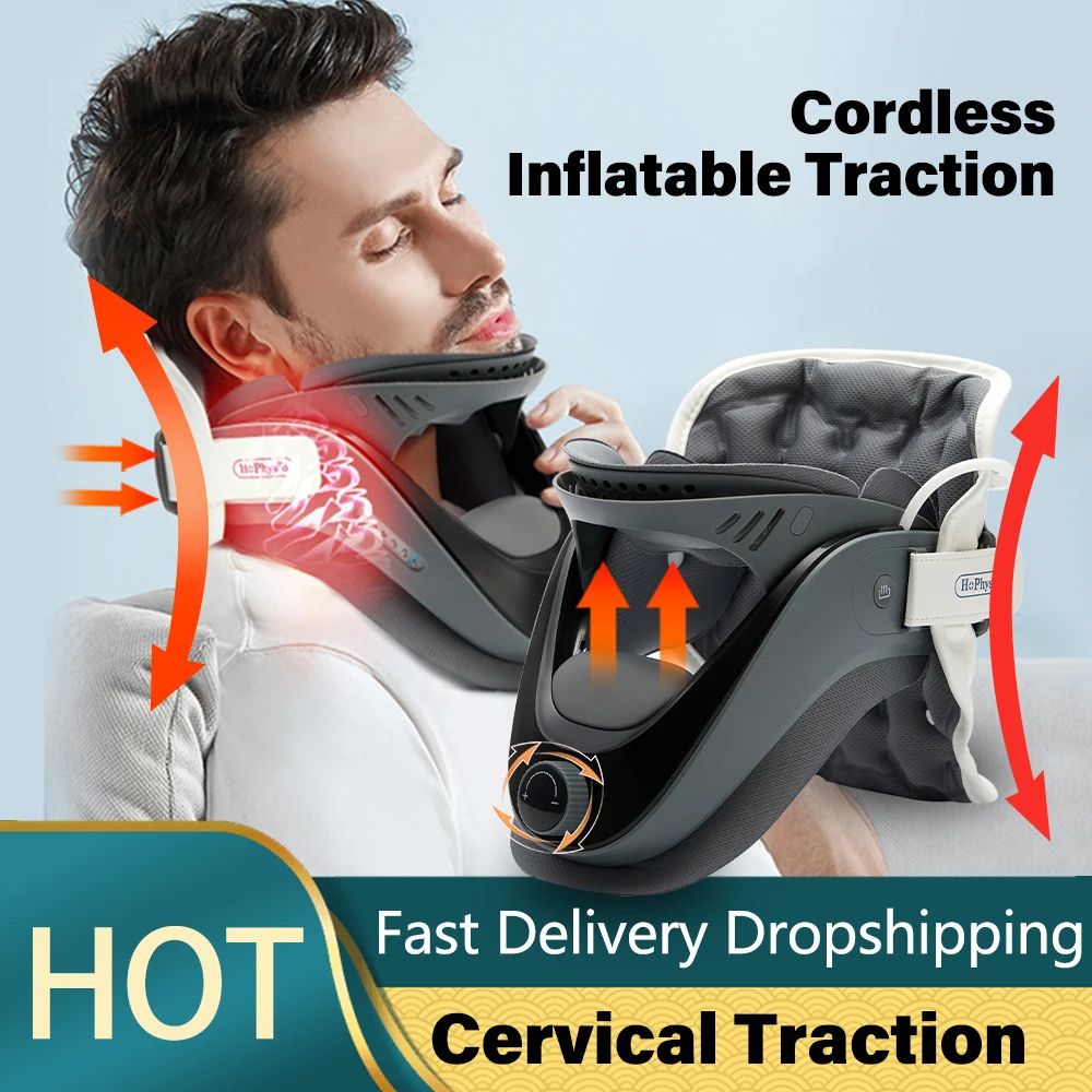 Inflatable Cervical Traction Device Neck Stretcher & Posture Corrector with Adjustable Support for Pain Relief Cervical