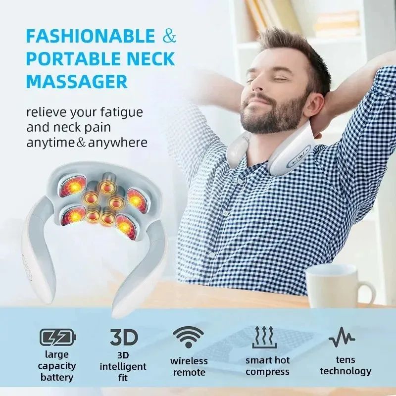 Neck Massager With Intelligent Charging Heating Hot Pressing Magnetic Pulse Therapy Portable Fashio 1