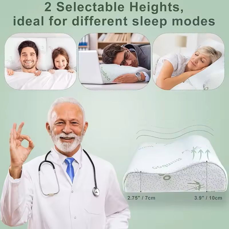 Bamboo Memory Foam Pillow With Removable Cover 1