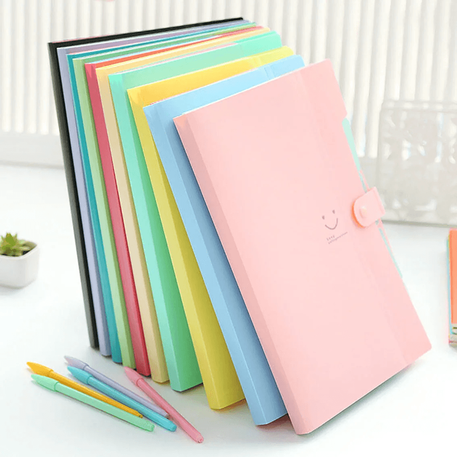 5 Pocket A4 Accordion File Folder – Durable Plastic Document Organizer with Test Roll Holder