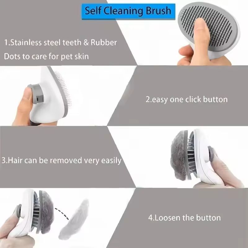 Self Cleaning Pet Hair Brush For Dogs And Cats 5
