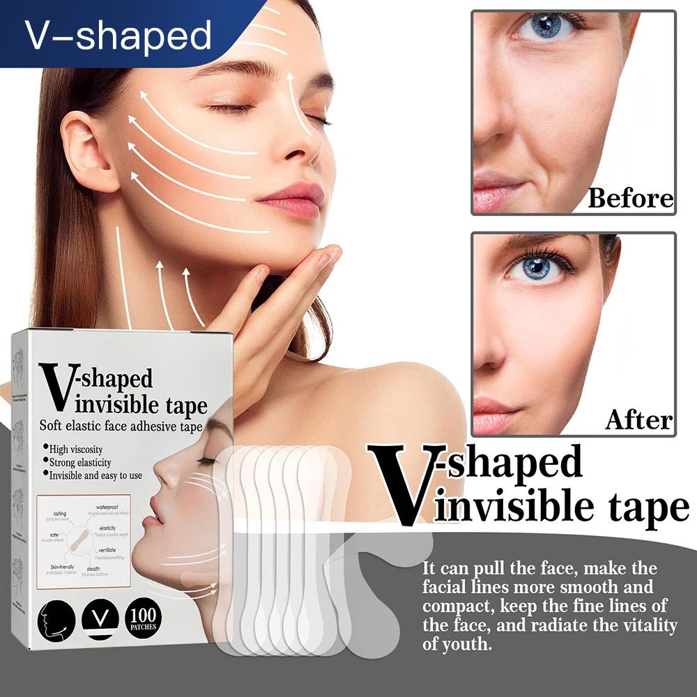 Thin Face Sticker Invisible Face Lift Patch, V Face Breathable Anti-Wrinkle Adhesive Tape for Chin Lift & Skin Care