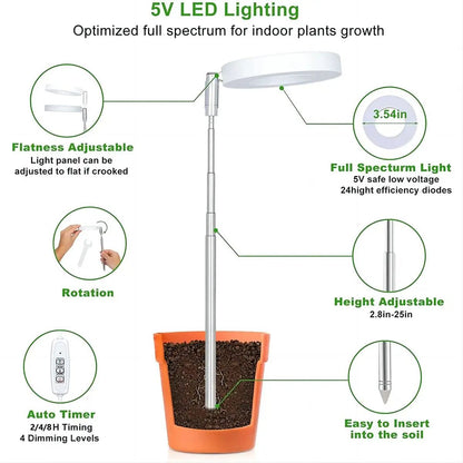 LED Grow Light Full Spectrum Plant Light For Indoor Hydroponics Height Adjustable With Auto OnOff T 2