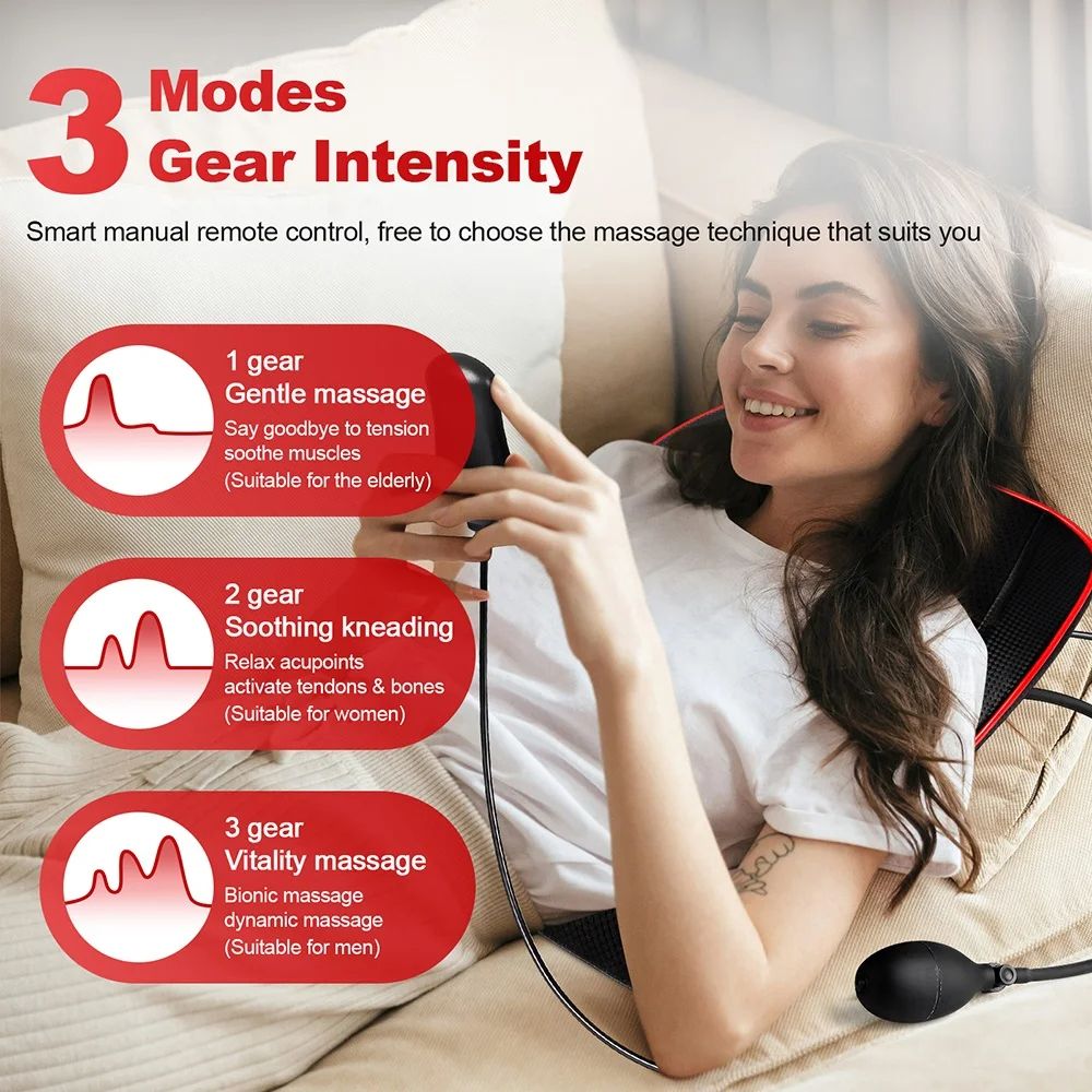 Shoulder Neck Back Massager Pillow Shiatsu Kneading Trapezius Massage With Cervical Traction For Ca 4