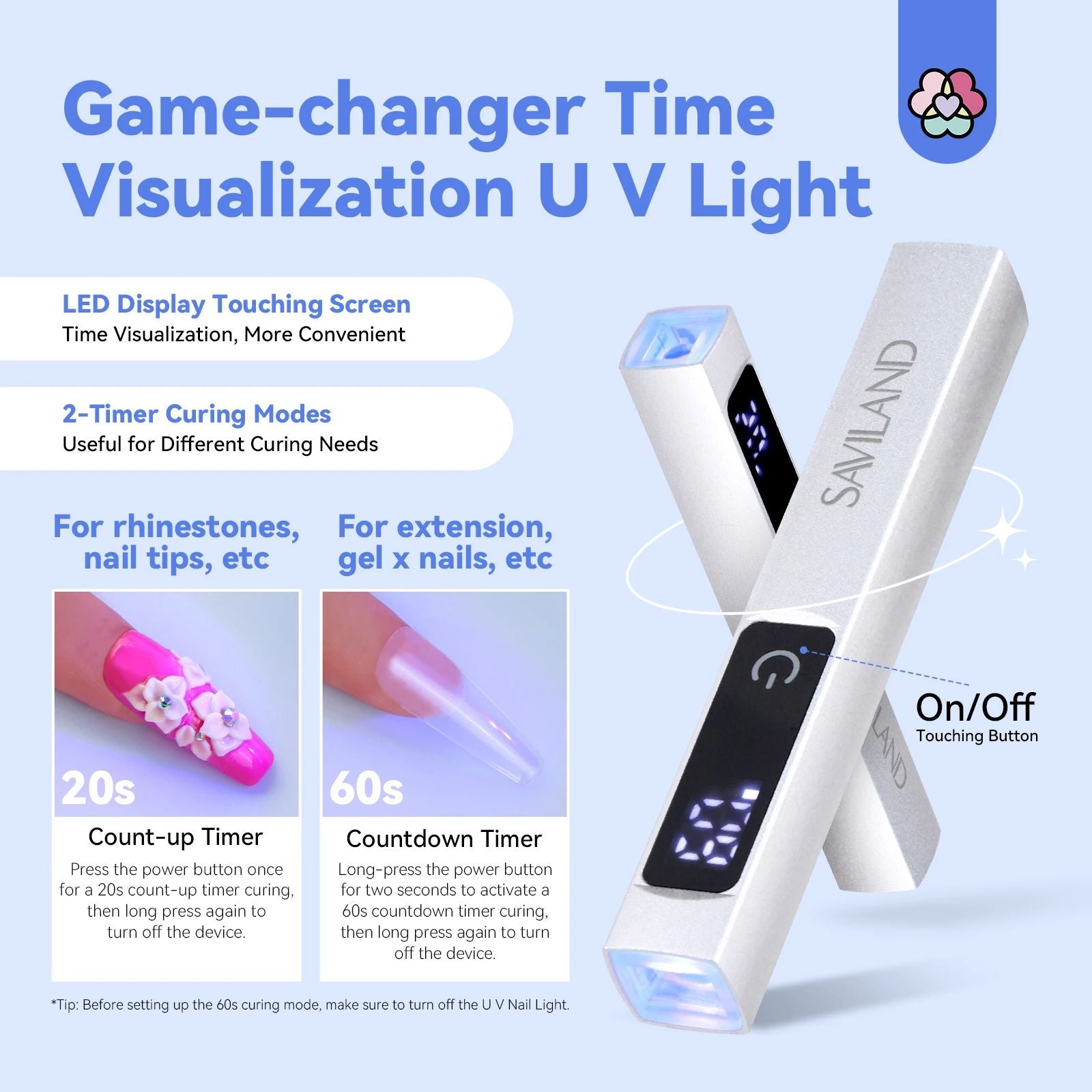 Portable SAVILAND Rechargeable UV LED Nail Lamp Magnetic Stand LCD Timer Modes Fast Gel Nail Dryer  2