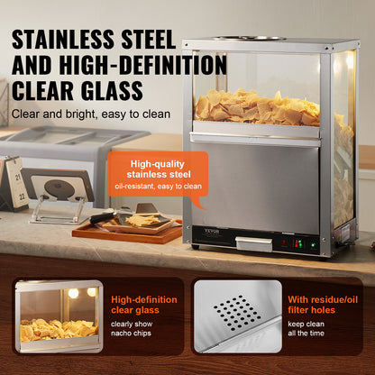 Commercial Nacho Chip Warmer, 84.5QT Nacho Machine with Deflection Board for Popcorn, Potato Chips & More