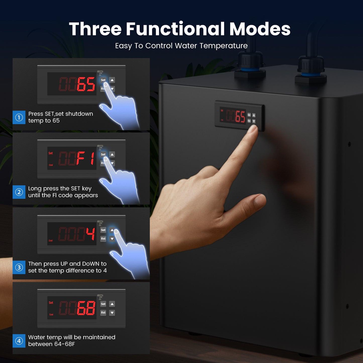 Premium Aquarium Chiller For Hydroponic Systems Axolotl Fish  Coral Tanks Quiet  Efficient Cooling 3
