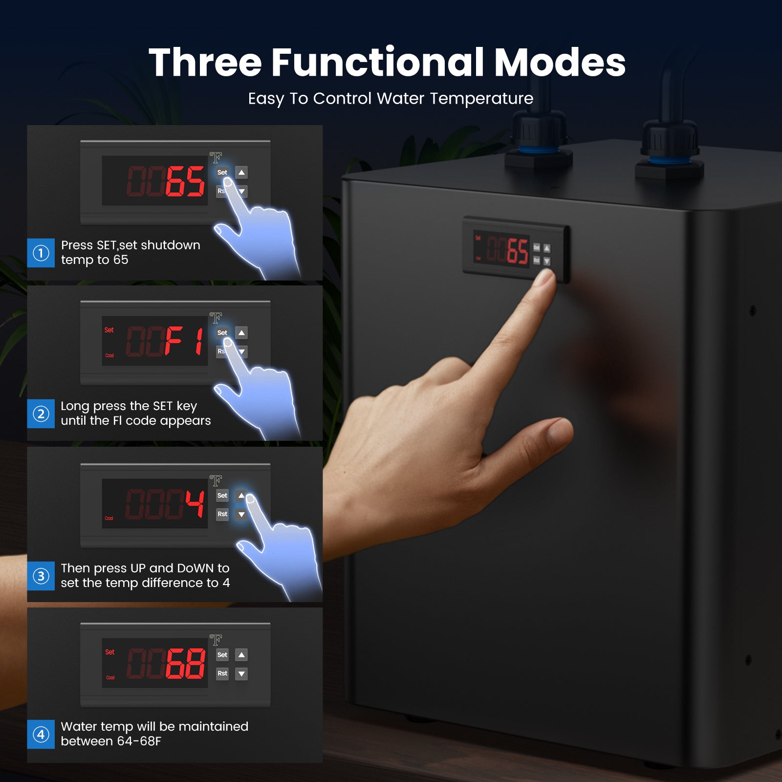 Premium Aquarium Chiller For Hydroponic Systems Axolotl Fish  Coral Tanks Quiet  Efficient Cooling 3
