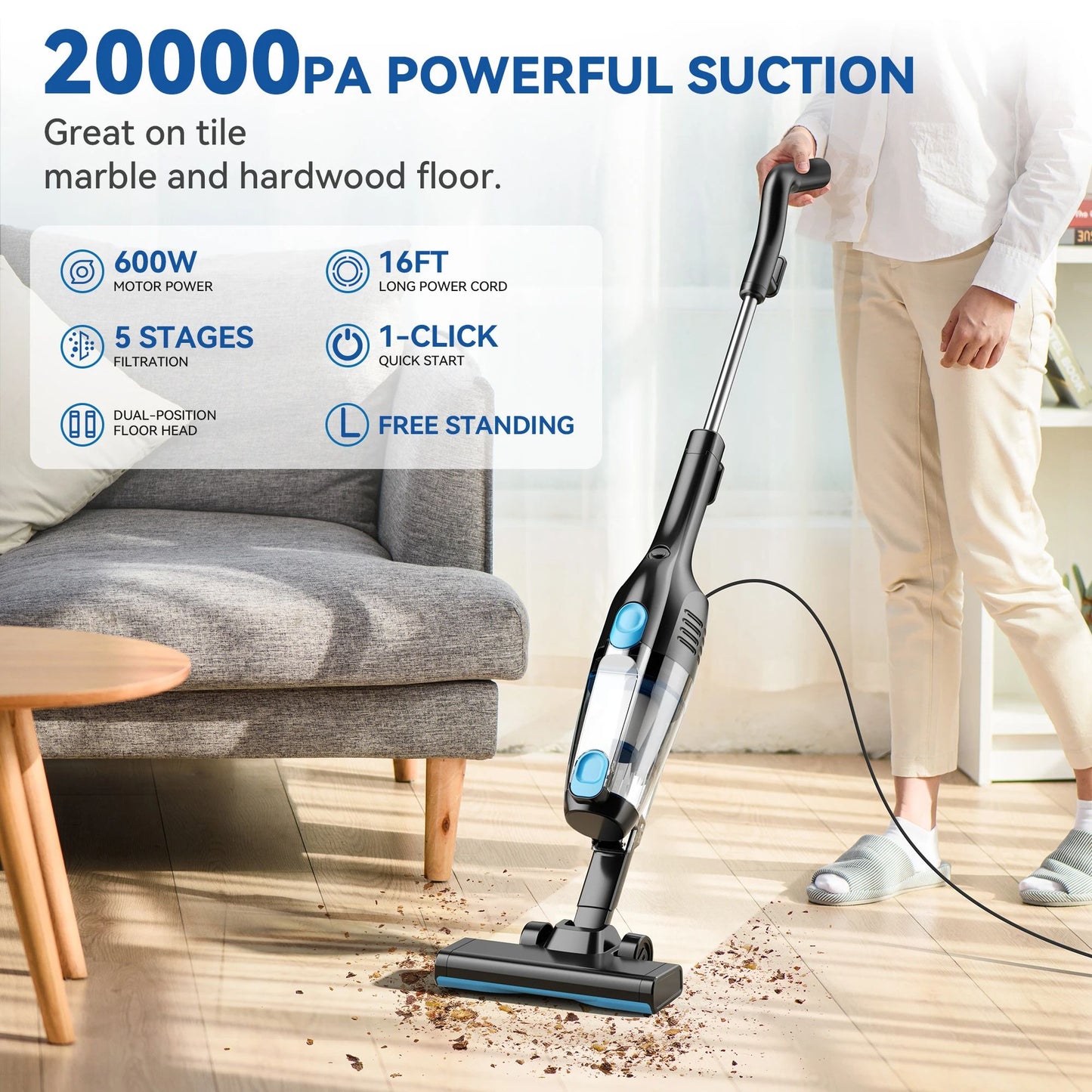 1 INSE R3S Corded Vacuum Cleaner Powerful Suction Extra Long Cord Handheld For Car Cleaning  Hard F 2
