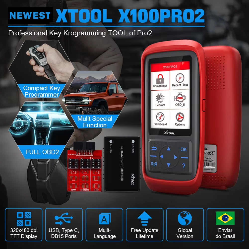 XTOOL X100Pro2 Professional OBD Scanner Key Programmer  Immobilizer With EEPROM Adapter 1