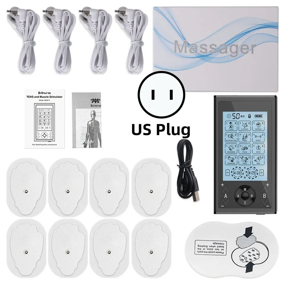 24Mode TENS Unit Muscle Stimulator  4 Output Channel Electric EMS Massager For Pain Relief  Body Sl 8