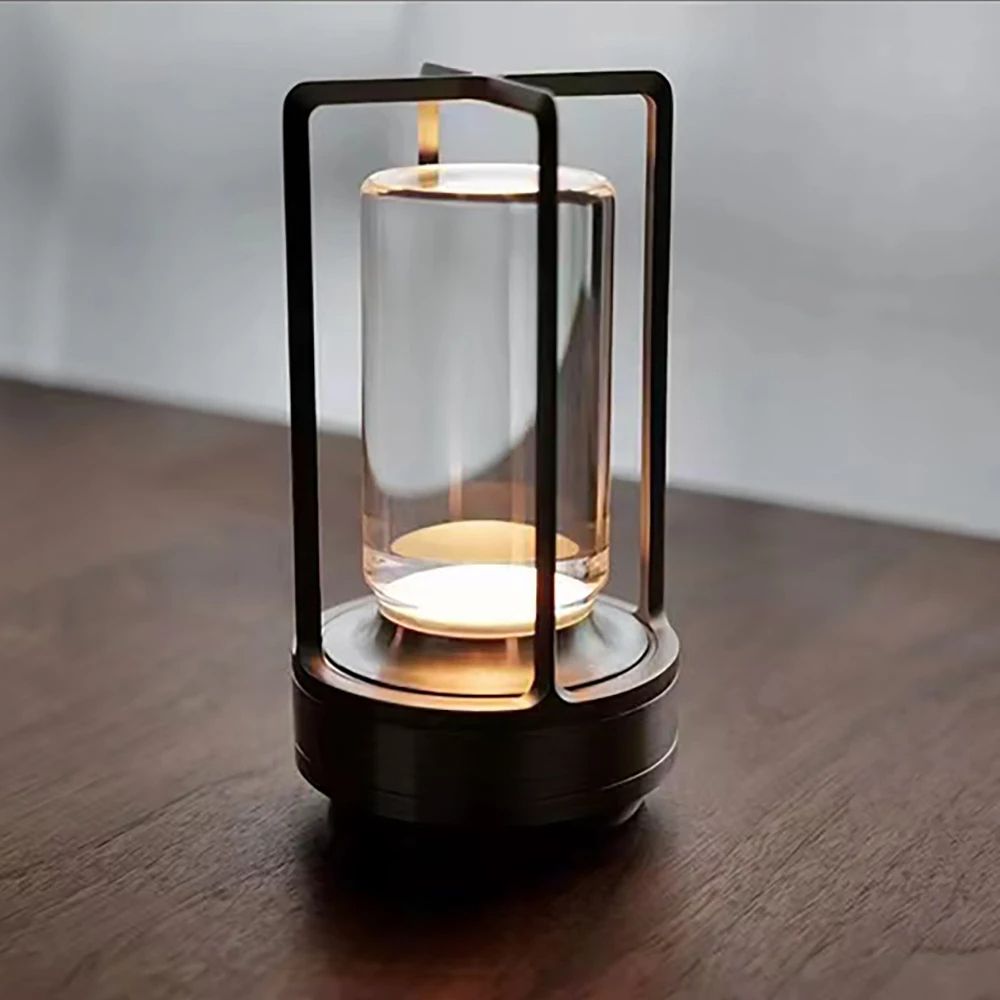 LED Touch Table Lamp, Crystal Plastic Bedside Lamp, Rechargeable Night Light for Bedroom, Restaurant Decoration