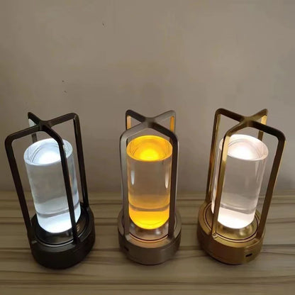 LED Touch Table Lamp Crystal Plastic Bedside Lamp Rechargeable Night Light For Bedroom Restaurant D 1