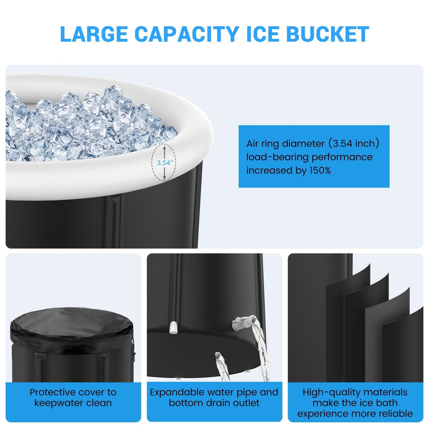 Large Ice BathTub For Athletes Portable Ice Plunge Tub With Multiple Layered Inflatable Design For  1