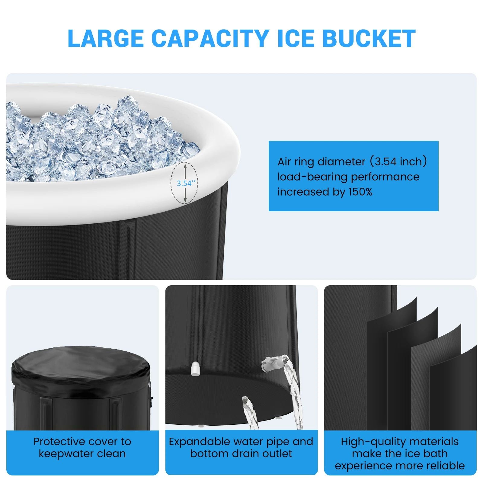 Large Ice BathTub For Athletes Portable Ice Plunge Tub With Multiple Layered Inflatable Design For  1