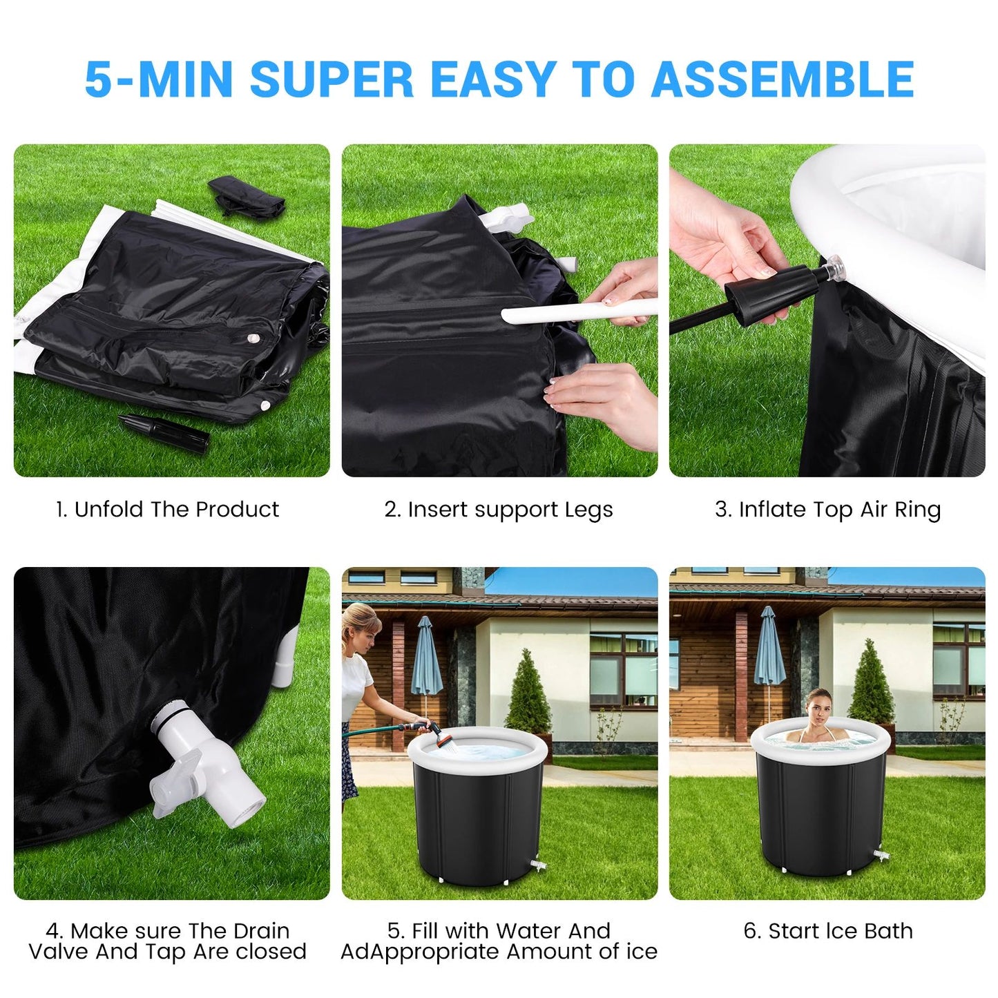 Large Ice BathTub For Athletes Portable Ice Plunge Tub With Multiple Layered Inflatable Design For  2