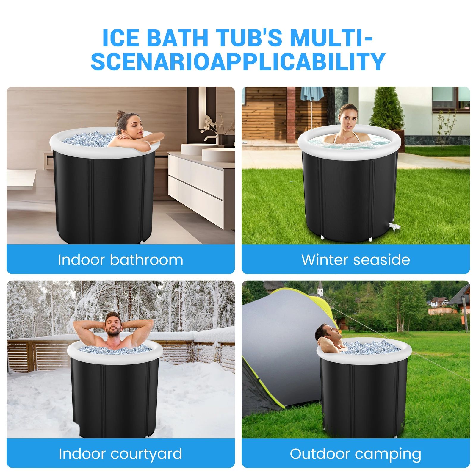 Large Ice BathTub For Athletes Portable Ice Plunge Tub With Multiple Layered Inflatable Design For  5