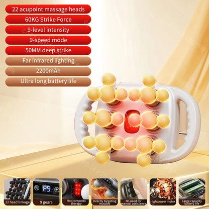 22Head Fascia Gun HighFrequency Vibration Body Massage Gun For Back Waist Neck Shoulder Deep Muscle 7