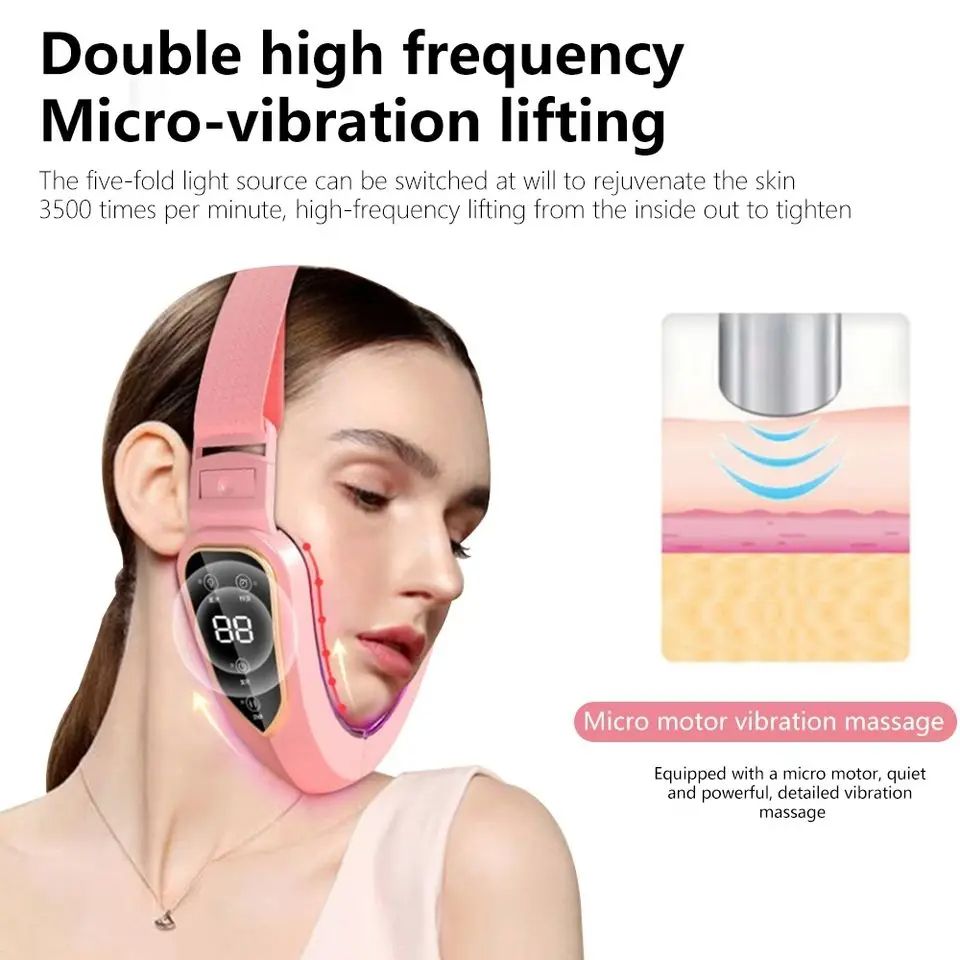 Facial Slimming Vibration Massager With LED Photon Therapy Heated V Face Lifting Device For Double  2