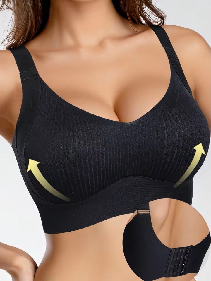 Seamless Wireless Push Up Bra with Removable Pads and Adjustable Band
