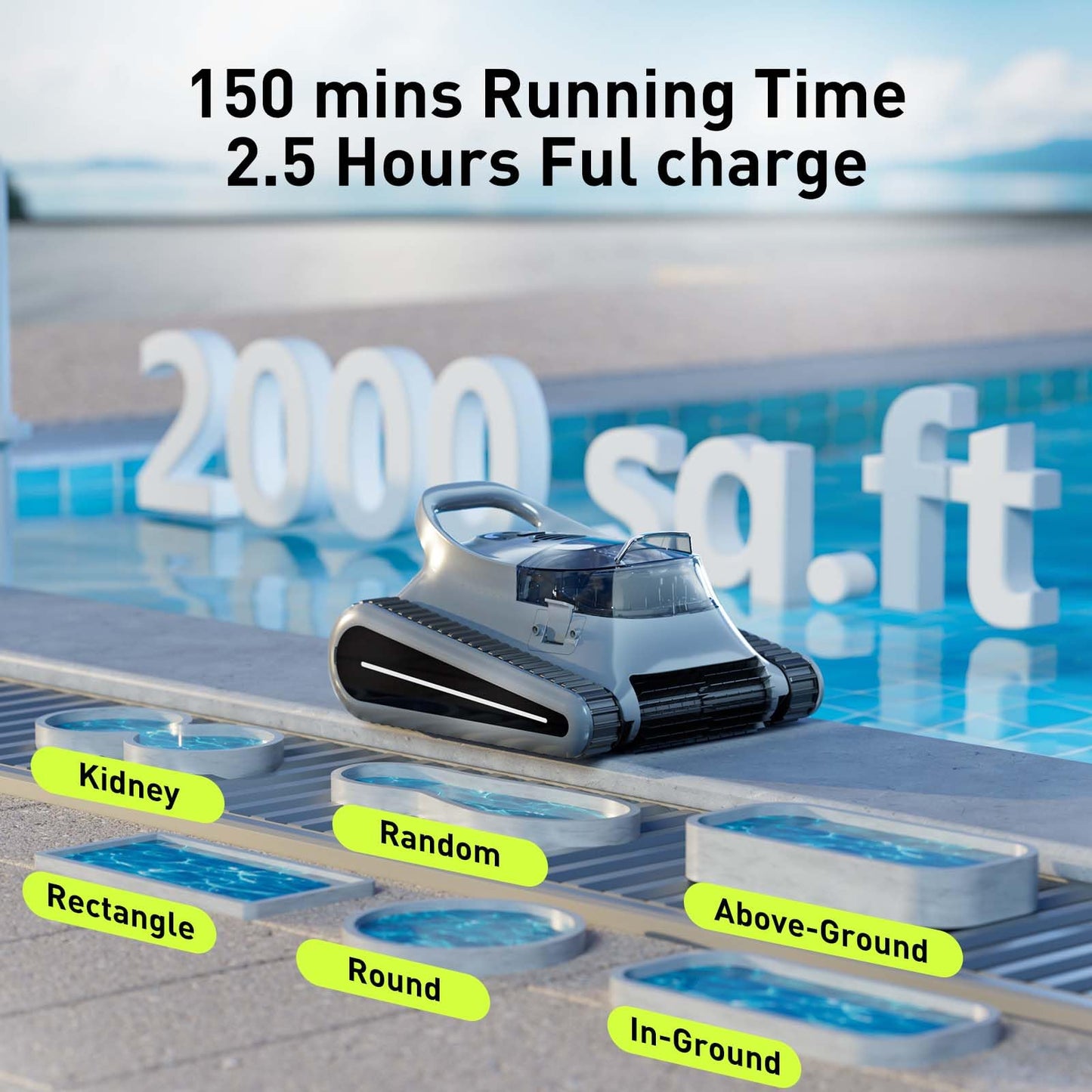 Cordless Robotic Pool Vacuum with Waterline Cleaning for Inground Pools