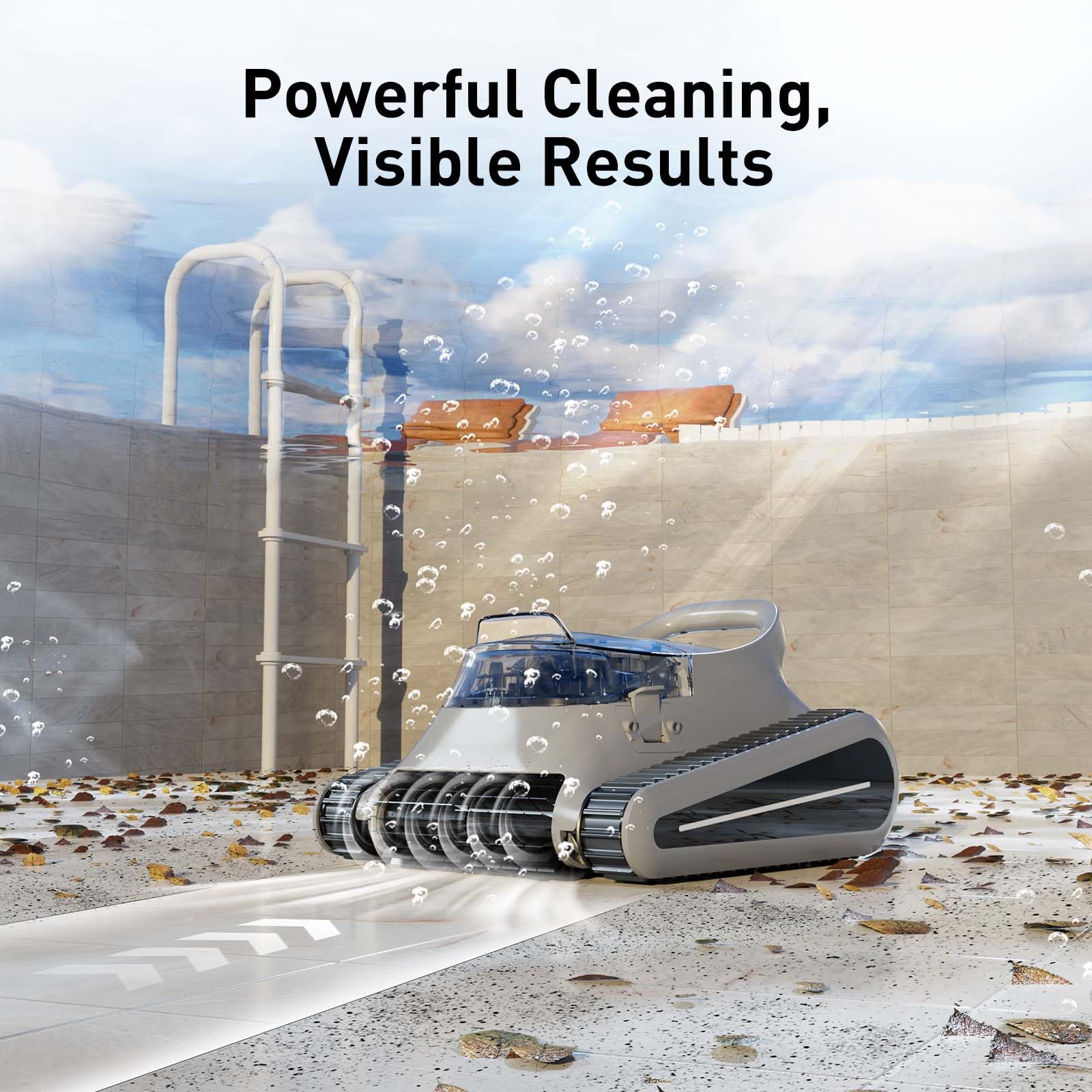 Cordless Robotic Pool Vacuum with Waterline Cleaning for Inground Pools
