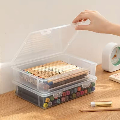 Large Capacity Transparent Plastic Storage Box For Pencils And Sketch Supplies 8