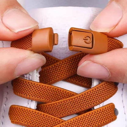 2Pairs Tie Shoe Laces Elastic Laces with Press Lock, Widened Flat Shoelaces for Sneakers (Kids & Adults), No-Tie Lacing