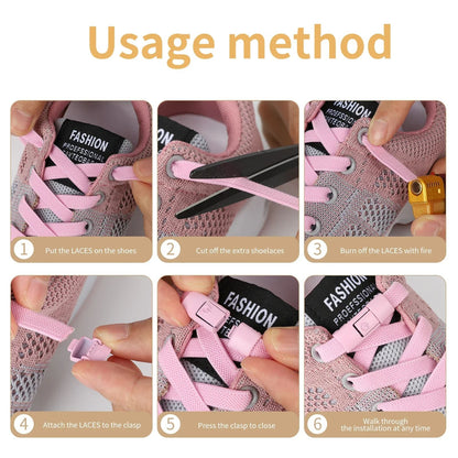 2Pairs Tie Shoe Laces Elastic Laces With Press Lock Widened Flat Shoelaces For Sneakers Kids  Adult 5