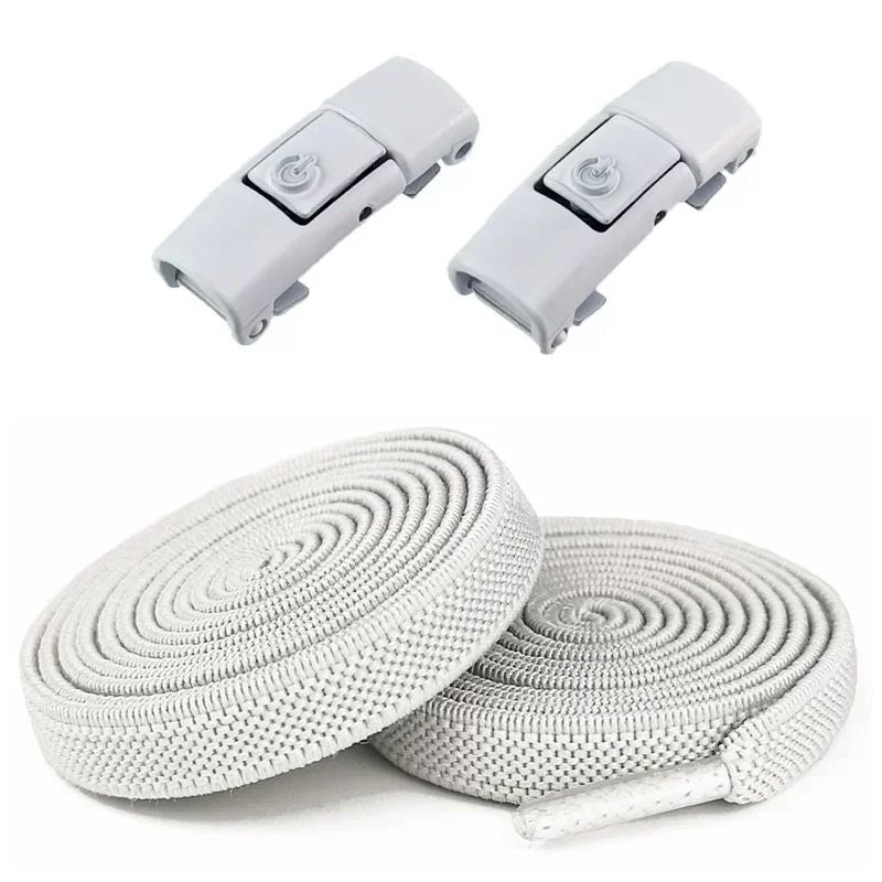 2Pairs Tie Shoe Laces Elastic Laces With Press Lock Widened Flat Shoelaces For Sneakers Kids  Adult 10