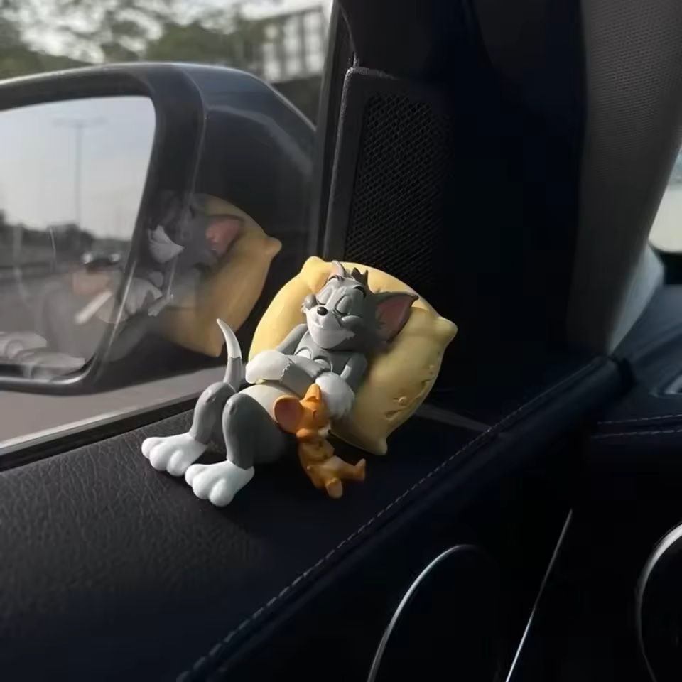 Cartoon Cat And Mouse Figurine Set Cute Desk Decor For Car Home Shelf 1