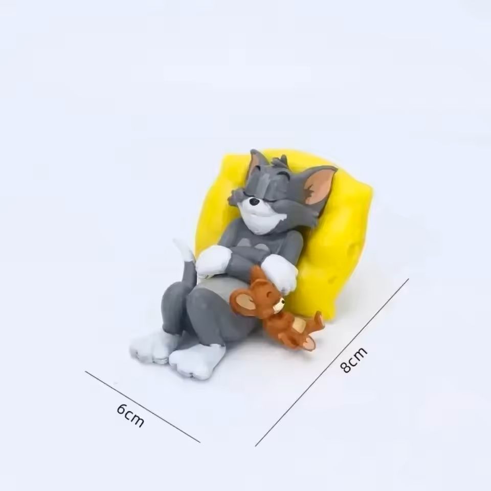 Cartoon Cat And Mouse Figurine Set Cute Desk Decor For Car Home Shelf 3