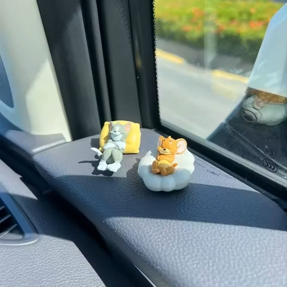 Cartoon Cat And Mouse Figurine Set Cute Desk Decor For Car Home Shelf 5