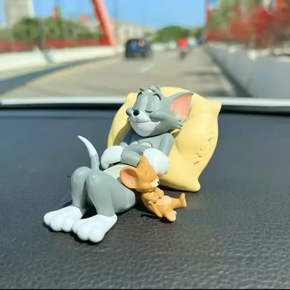 Cartoon Cat And Mouse Figurine Set Cute Desk Decor For Car Home Shelf 6