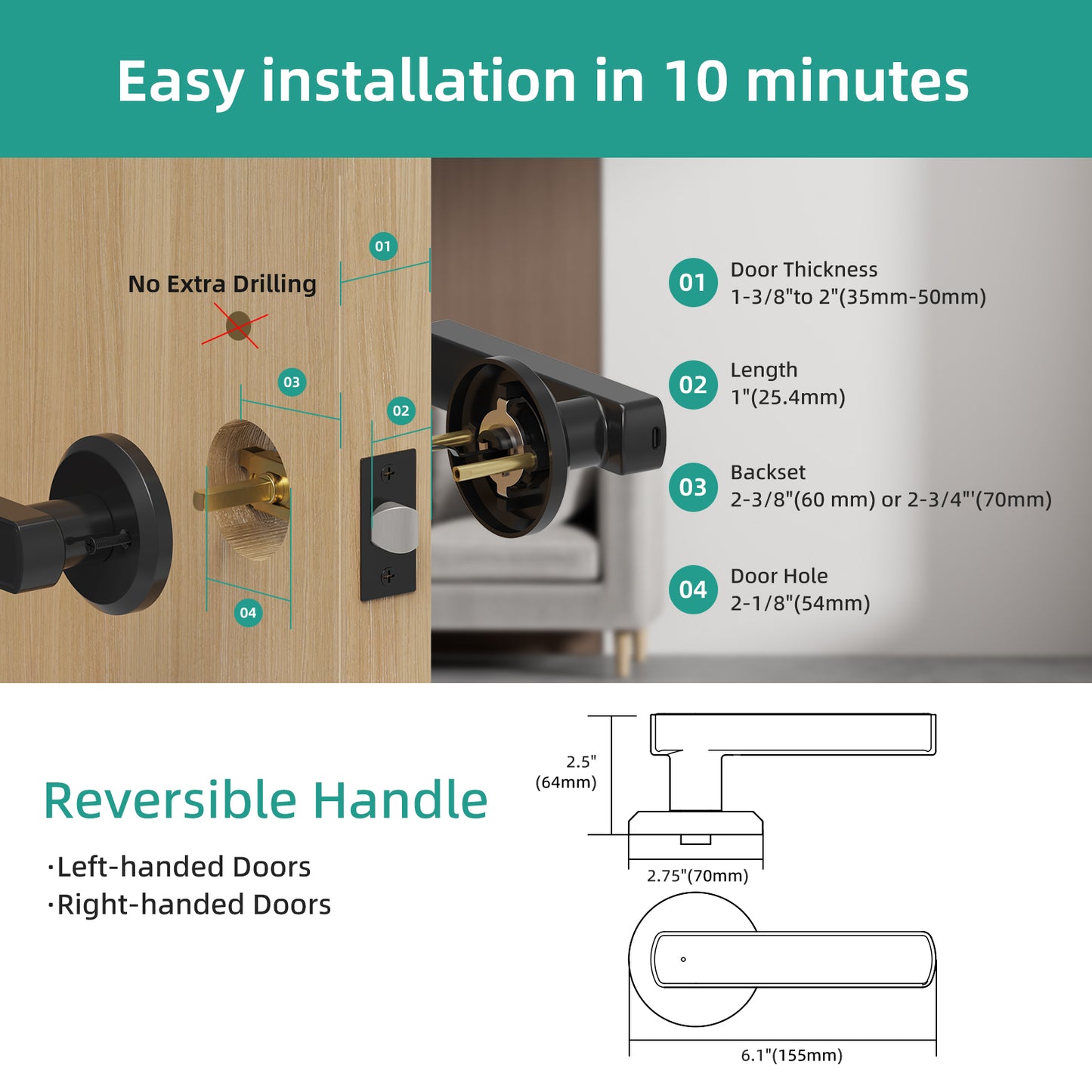 Viladepot Smart Lock Fingerprint  Touchscreen Keypad Door Lock 4