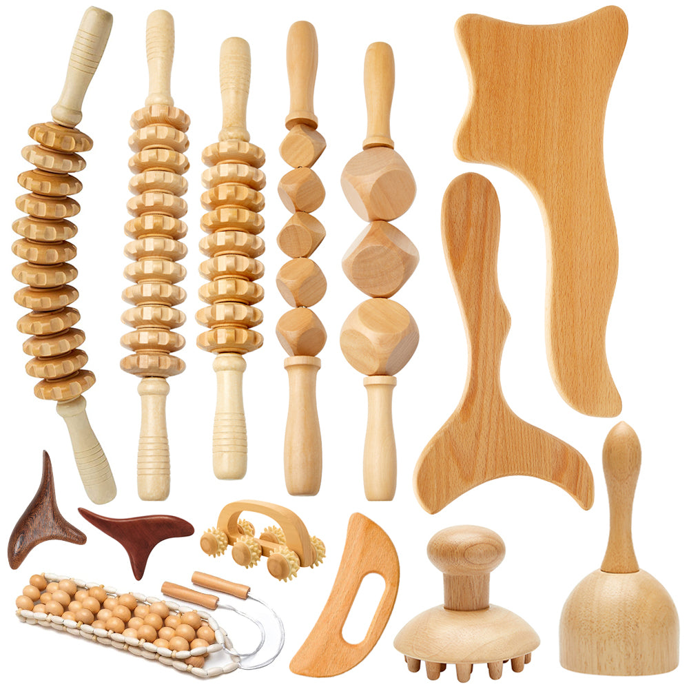Wooden Lymphatic Drainage Massager Anti Cellulite Body Shaping  Gua Sha Tool For Sore Muscle Relief 3