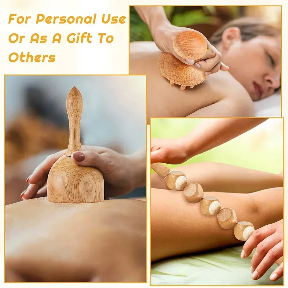Wooden Lymphatic Drainage Massager Anti Cellulite Body Shaping  Gua Sha Tool For Sore Muscle Relief 5