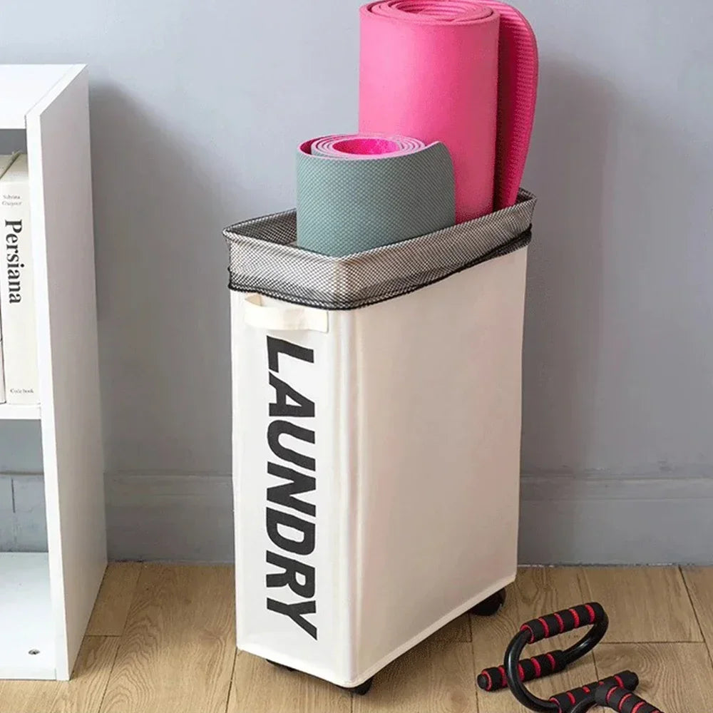 Waterproof Foldable Storage Basket, Large Capacity Laundry & Yoga Mat Bag on Wheels