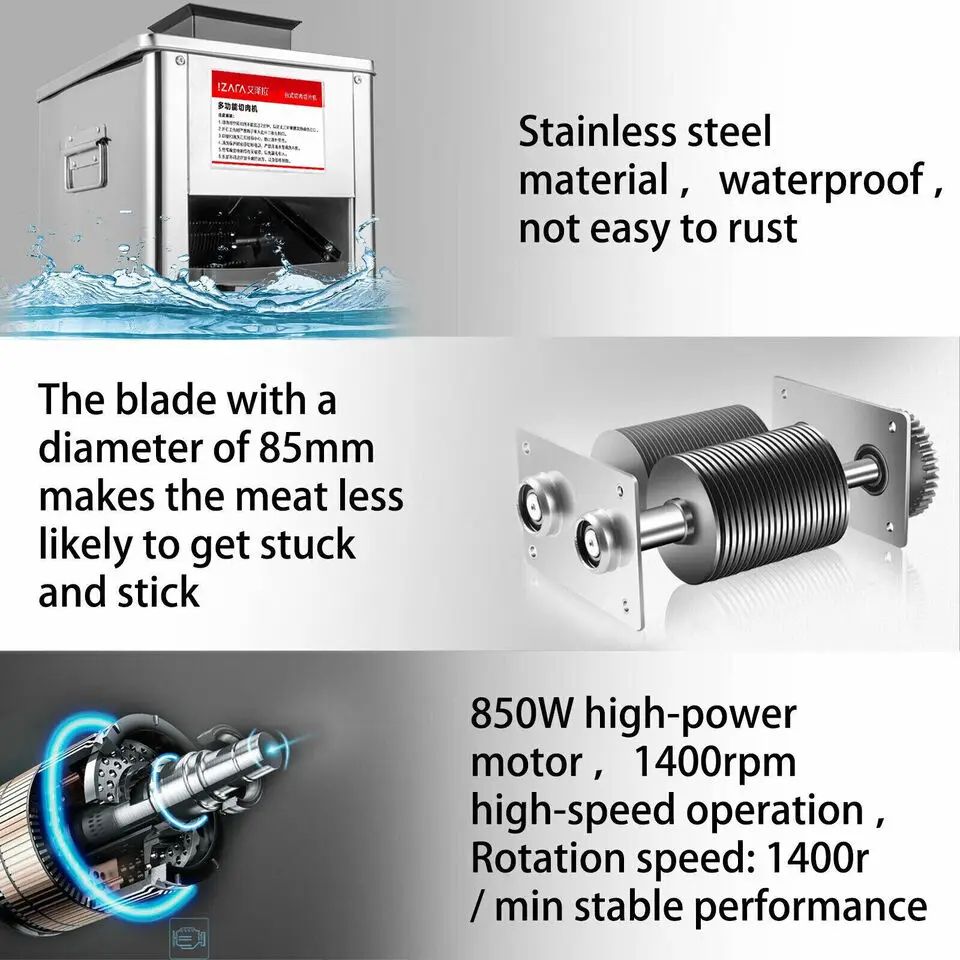 High Power Stainless Steel Automatic Meat Grinder  Electric Fish Vegetable Cutter Commercial Grade  3