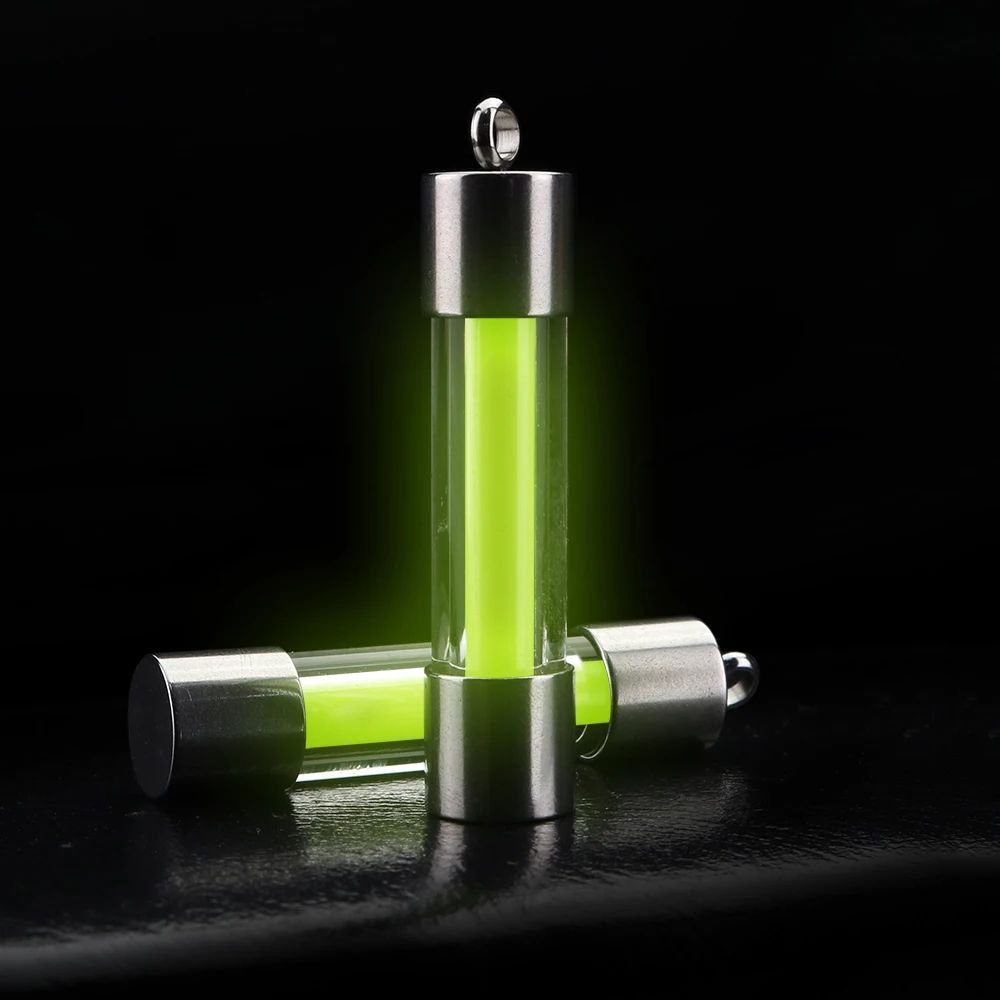 Outdoor Signal Light Luminous Tube Pendant EDC Keychain, Durable Stainless Steel & Glass Material Luminous Pendant