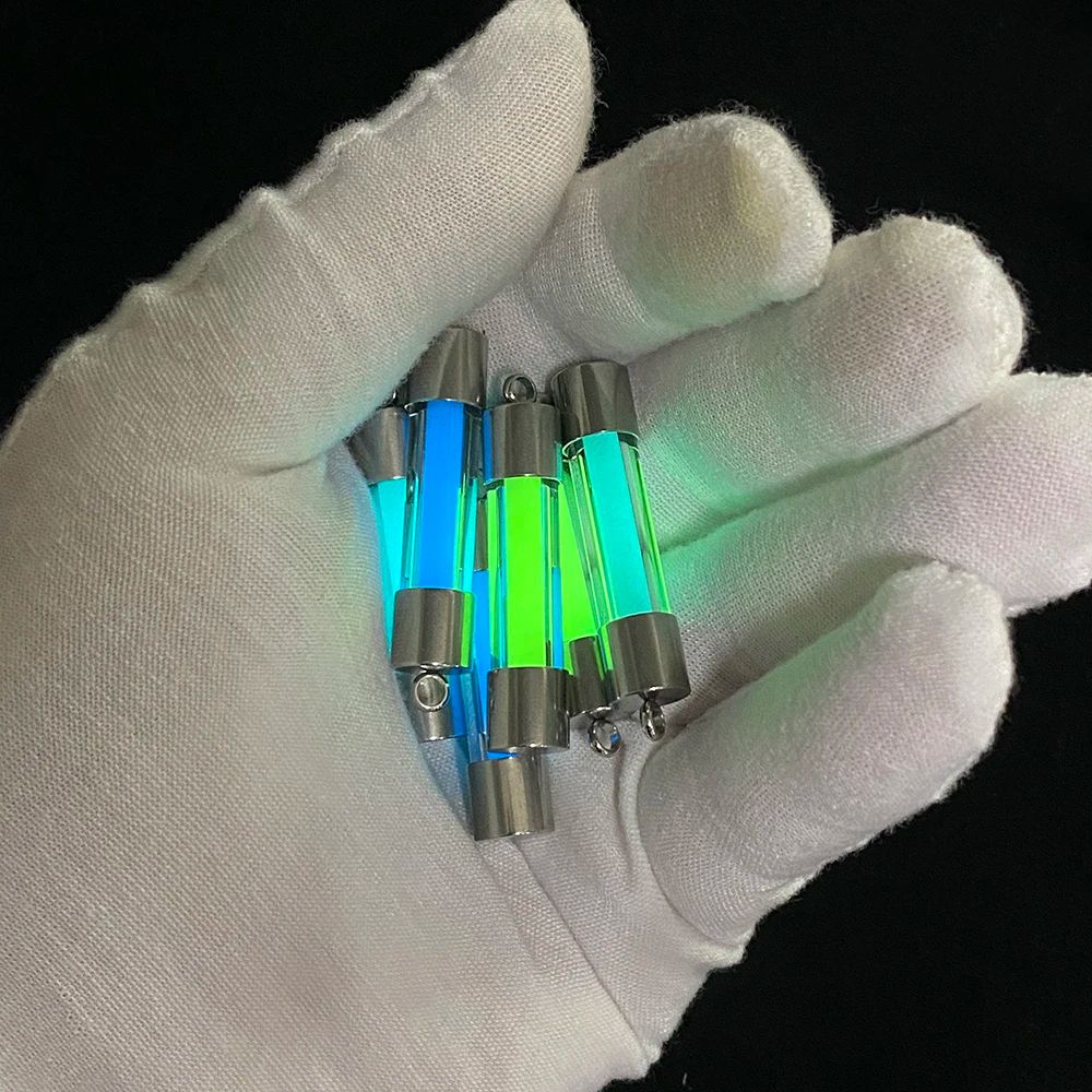Outdoor Signal Light Luminous Tube Pendant EDC Keychain Durable Stainless Steel  Glass Material Lum 2
