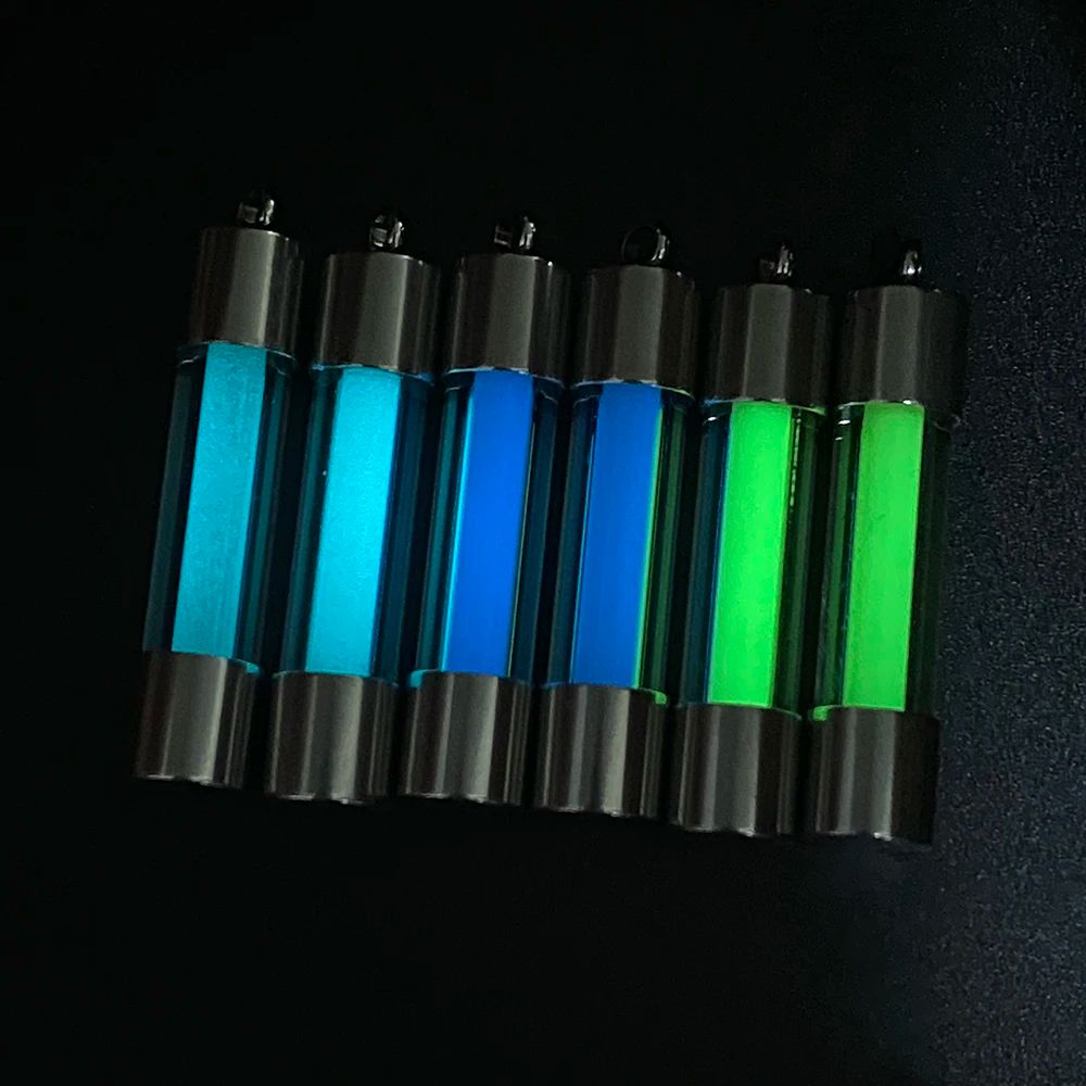 Outdoor Signal Light Luminous Tube Pendant EDC Keychain Durable Stainless Steel  Glass Material Lum 4