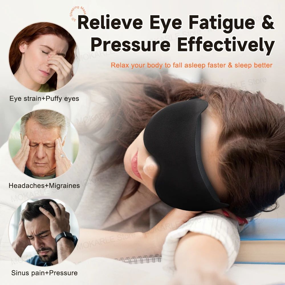 3D Sleeping Mask For Eyes Block Out Light Soft Sleeping Aid Breathable Eye Mask For Travel Night Sl 3