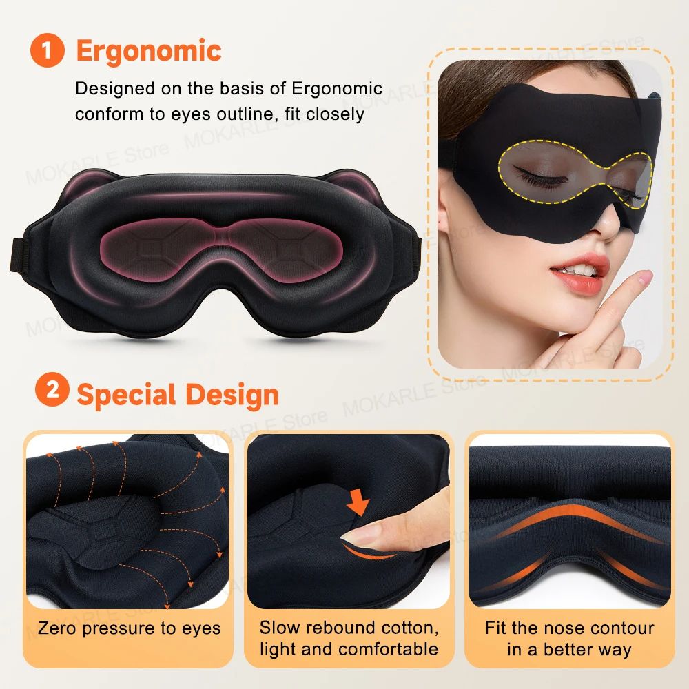 3D Sleeping Mask For Eyes Block Out Light Soft Sleeping Aid Breathable Eye Mask For Travel Night Sl 5