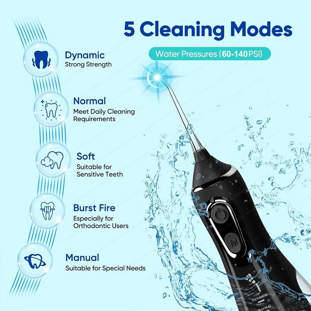Portable Oral Irrigator Water Flosser Rotating Jet Dental Cleaner Modes Teeth Floss Machine For Pla 3