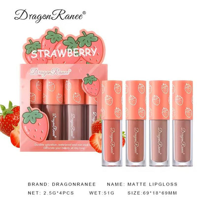 4Piece Mini Velvet Matte Lip Gloss Set LongLasting Lightweight Lip Tint 1