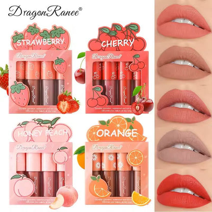 4-Piece Mini Velvet Matte Lip Gloss Set Long-Lasting Lightweight Lip Tint