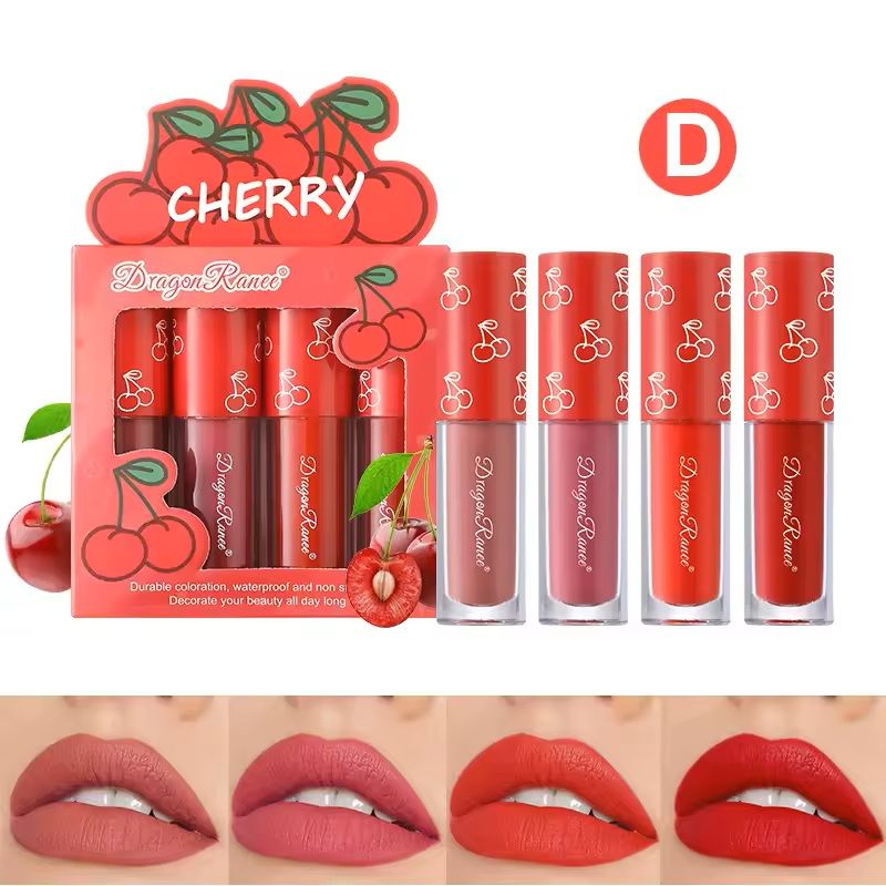 4Piece Mini Velvet Matte Lip Gloss Set LongLasting Lightweight Lip Tint 5