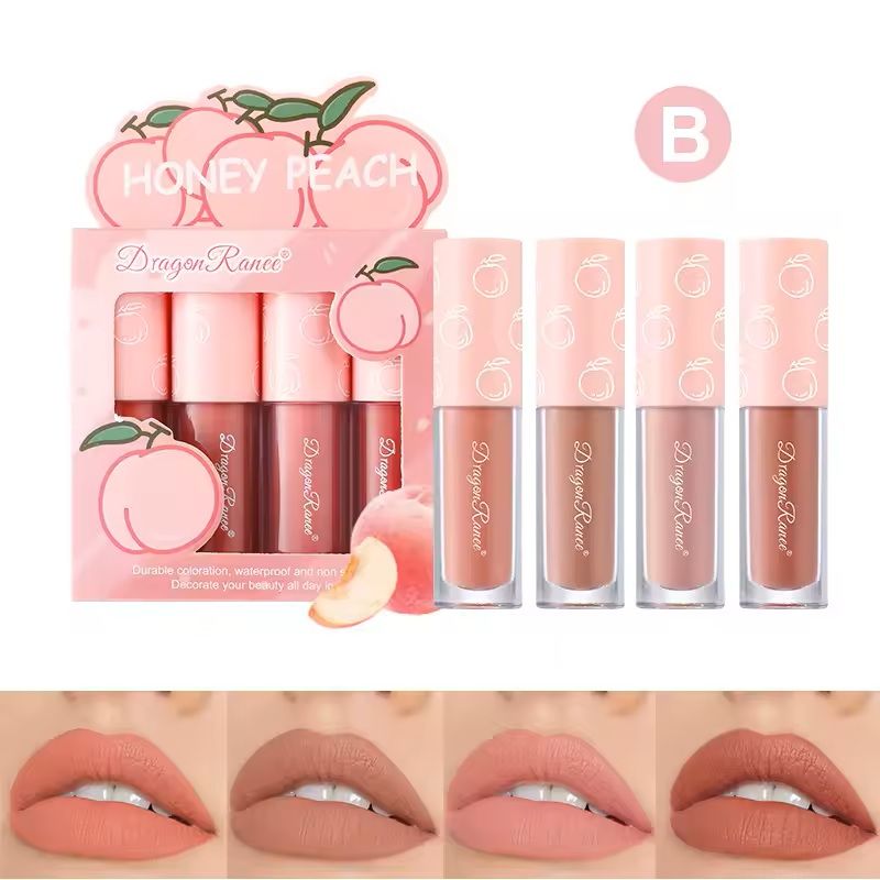 4Piece Mini Velvet Matte Lip Gloss Set LongLasting Lightweight Lip Tint 8